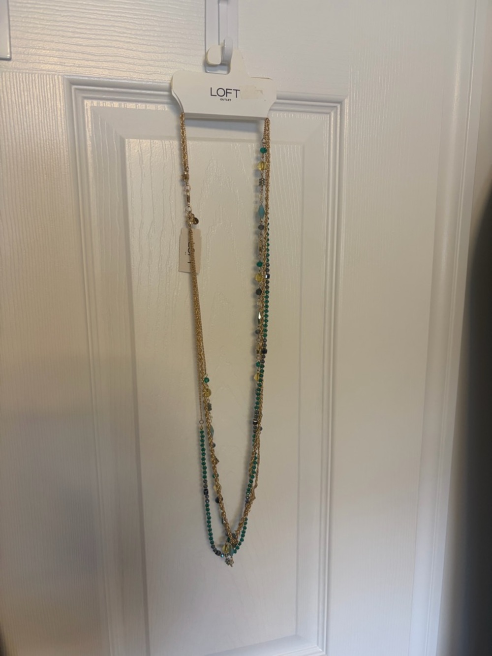 LOFT Gold and Teal Multi-Strand Beaded Necklace